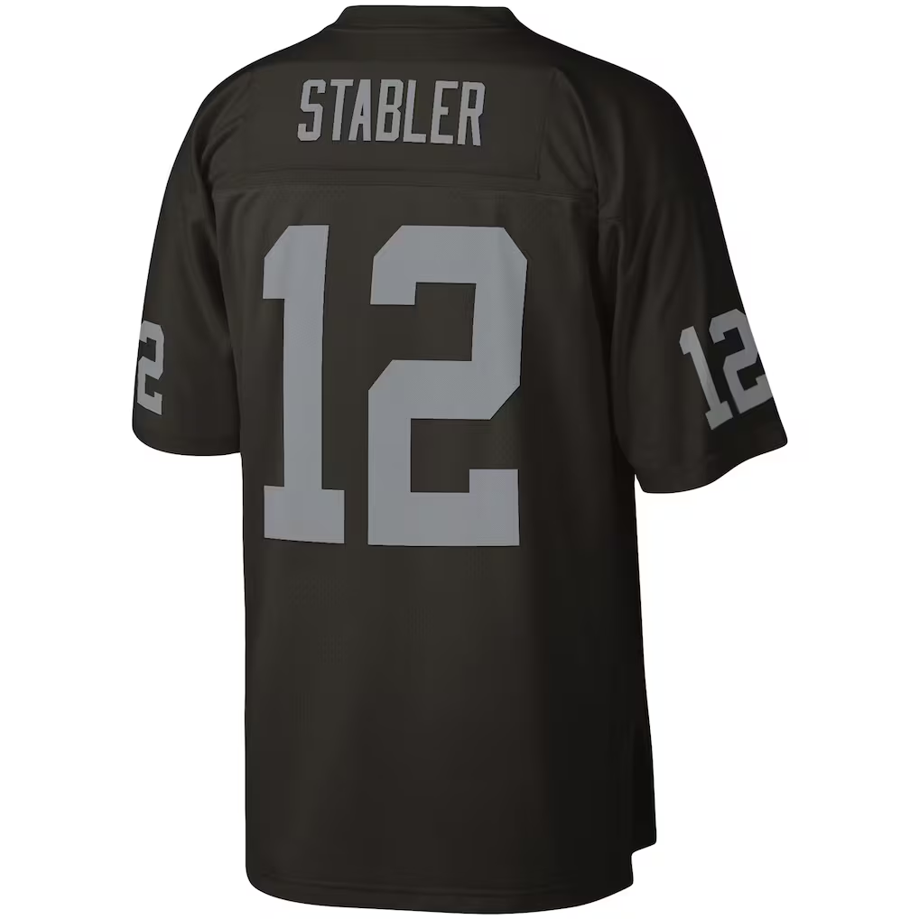 Kooe LV.Raiders #12 Ken Stabler Mitchell & Ness Black Legacy Replica Jersey