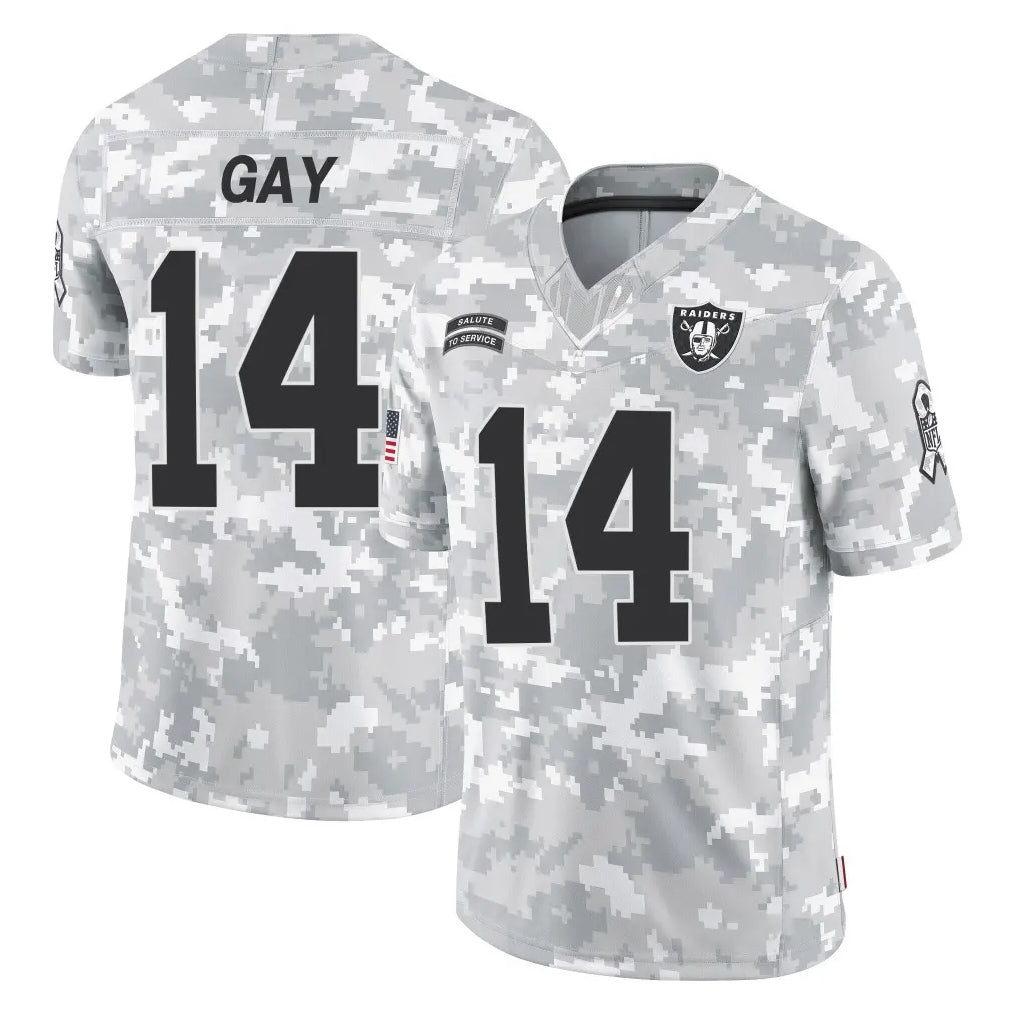 Kooe LV.Raiders #14 Matt Gay Player Arctic Camo Salute To Service Limited Game Stitched Jerseys