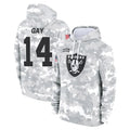 Kooe LV.Raiders #14 Matt Gay Player Arctic Camo Salute to Service Hoodies Limited Game Stitched Jerseys