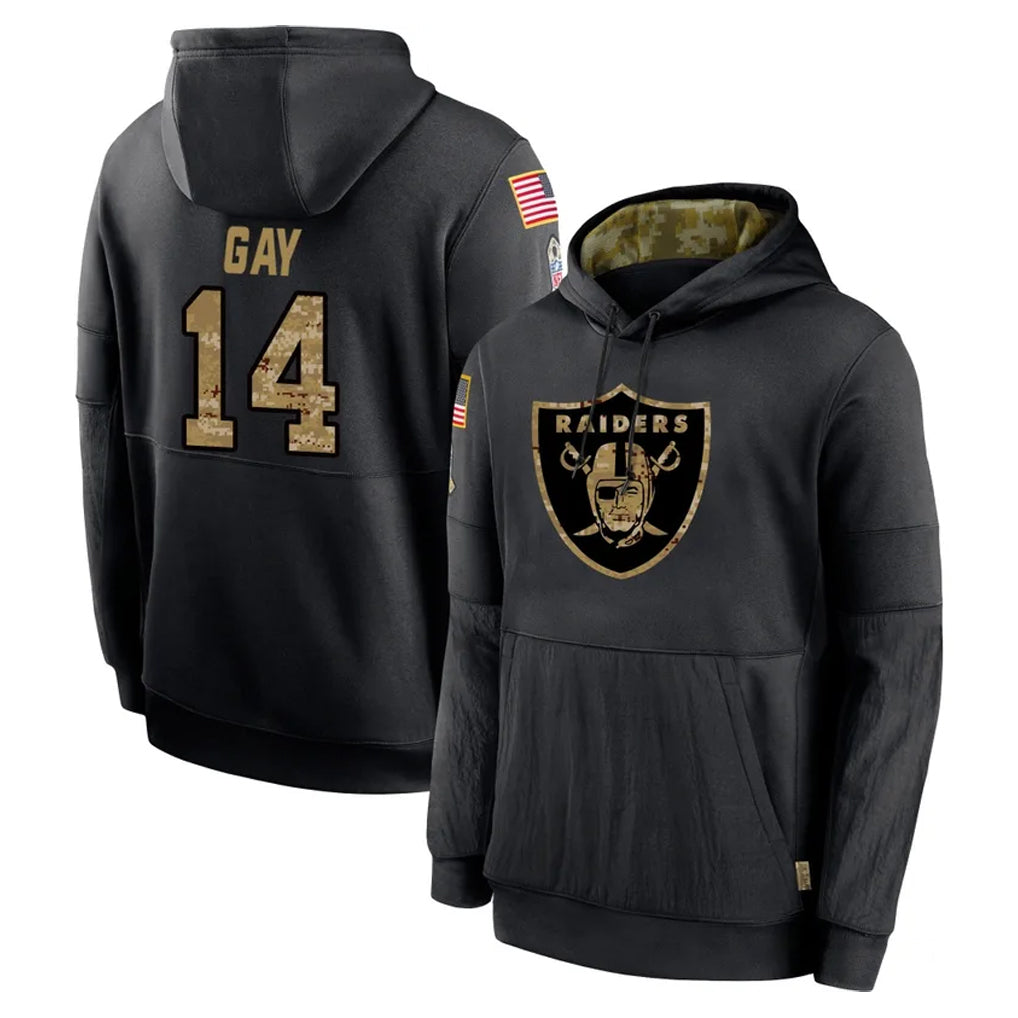 Kooe LV.Raiders #14 Matt Gay Player Black Salute to Service Hoodies Limited Game Stitched Jerseys