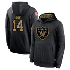 Kooe LV.Raiders #14 Matt Gay Player Black Salute to Service Hoodies Limited Game Stitched Jerseys