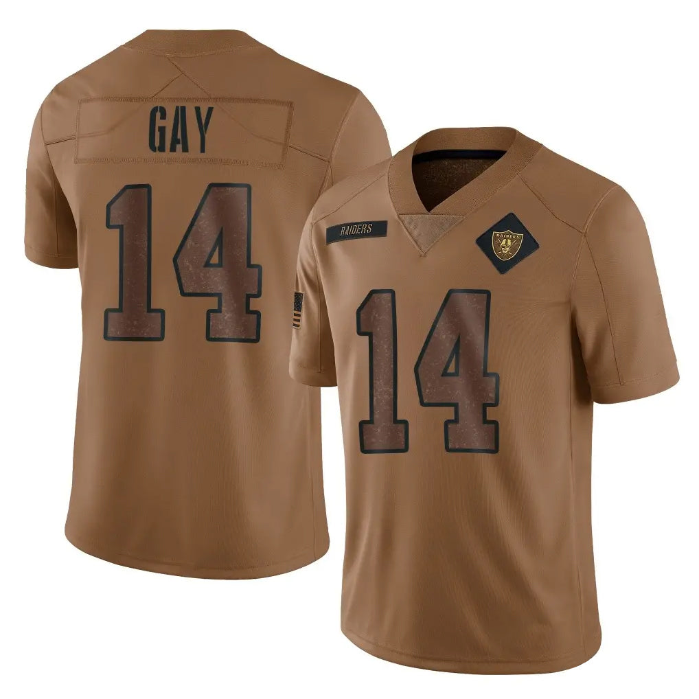 Kooe LV.Raiders #14 Matt Gay Player Brown Salute To Service Limited Stitched Jerseys
