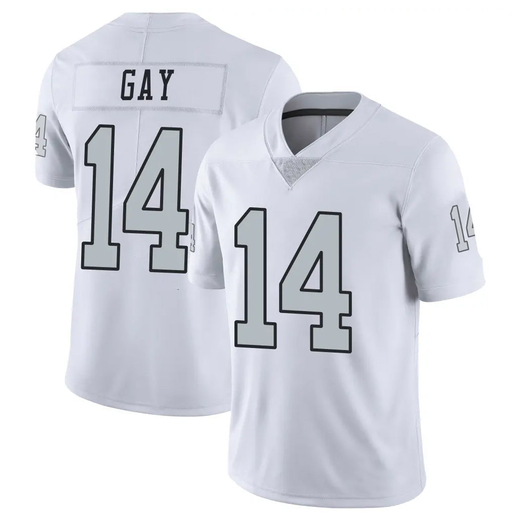 Kooe LV.Raiders #14 Matt Gay Player White Limited Color Rush Home Game Stitched Jerseys