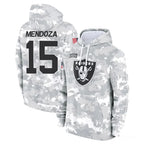 Kooe LV.Raiders #15 Fernando Mendoza Player Arctic Camo Salute to Service Hoodies Limited Game Stitched Jerseys