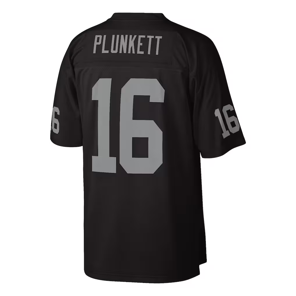 Kooe LV.Raiders #16 Jim Plunkett Mitchell & Ness Black 1980 Legacy Replica Stitched Puhic Jersey