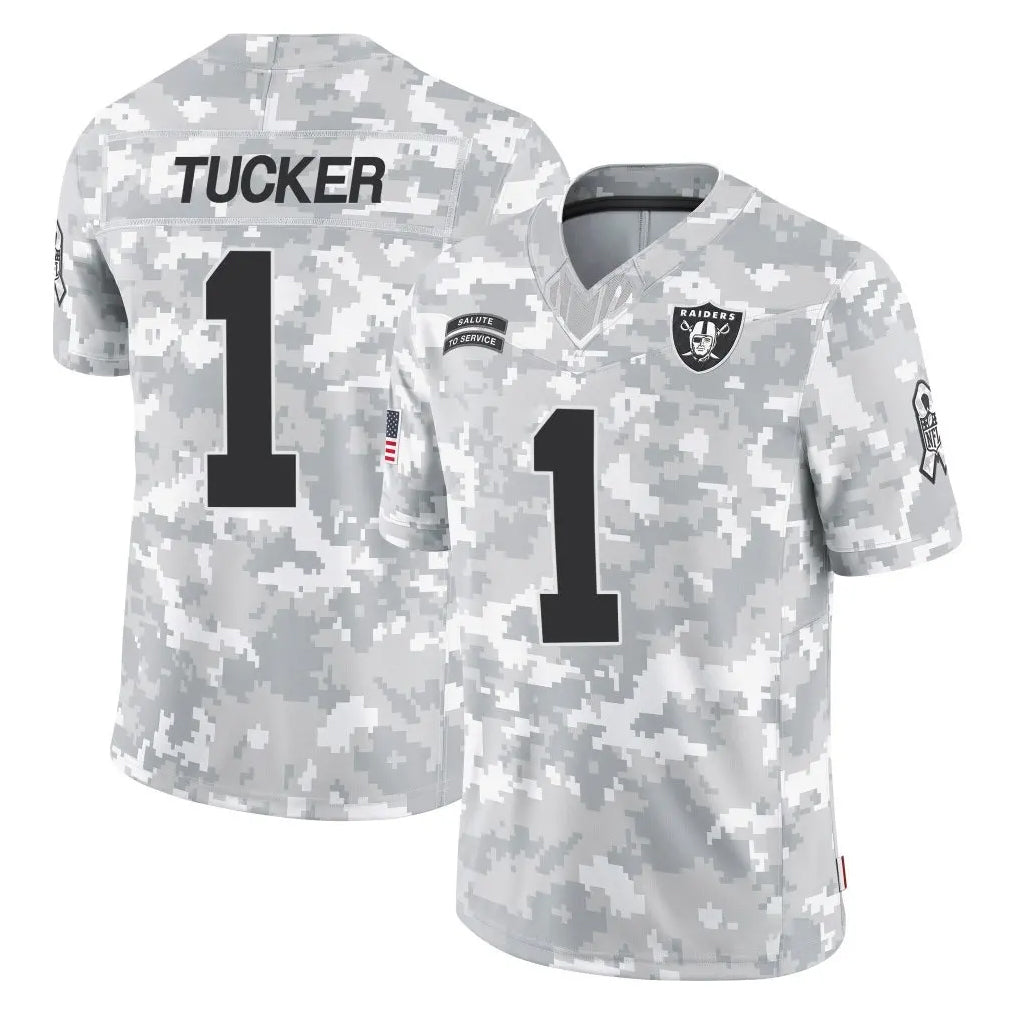 Kooe LV.Raiders #1 Tre Tucker Player Arctic Camo Salute To Service Limited Game Stitched Jerseys