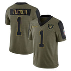 Kooe LV.Raiders #1 Tre Tucker Player Olive Salute To Service Limited Game Stitched Jerseys