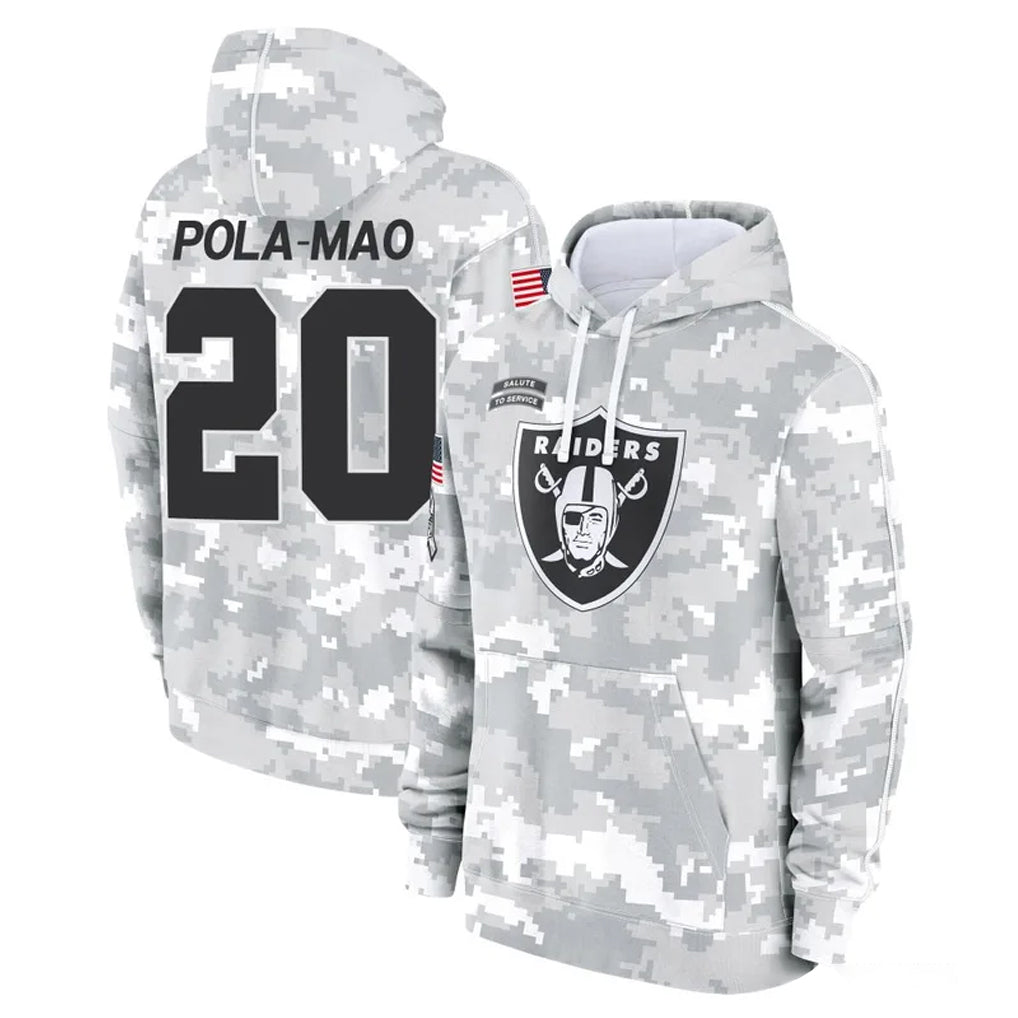 Kooe LV.Raiders #20 Isaiah Pola-Mao Player Arctic Camo Salute to Service Hoodies Limited Game Stitched Jerseys