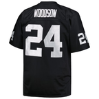 Kooe LV.Raiders #24 Charles Woodson Mitchell & Ness Black Big & Tall 1998 Retired Player Replica Jersey