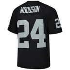 Kooe LV.Raiders #24 Charles Woodson Mitchell & Ness Black Legacy Replica Jersey Stitched Puhic