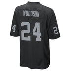 Kooe LV.Raiders #24 Charles Woodson Player Black Home Game Stitched Jerseys