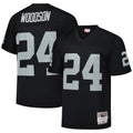 Kooe LV.Raiders #24 Charles Woodson Player Mitchell & Ness Black Legacy Replica Stitched Jerseys
