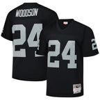 Kooe LV.Raiders #24 Charles Woodson Player Mitchell & Ness Black Legacy Replica Stitched Jerseys