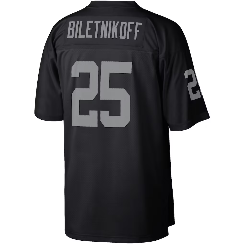 Kooe LV.Raiders #25 Fred Biletnikoff Mitchell & Ness Black Legacy Replica Jersey
