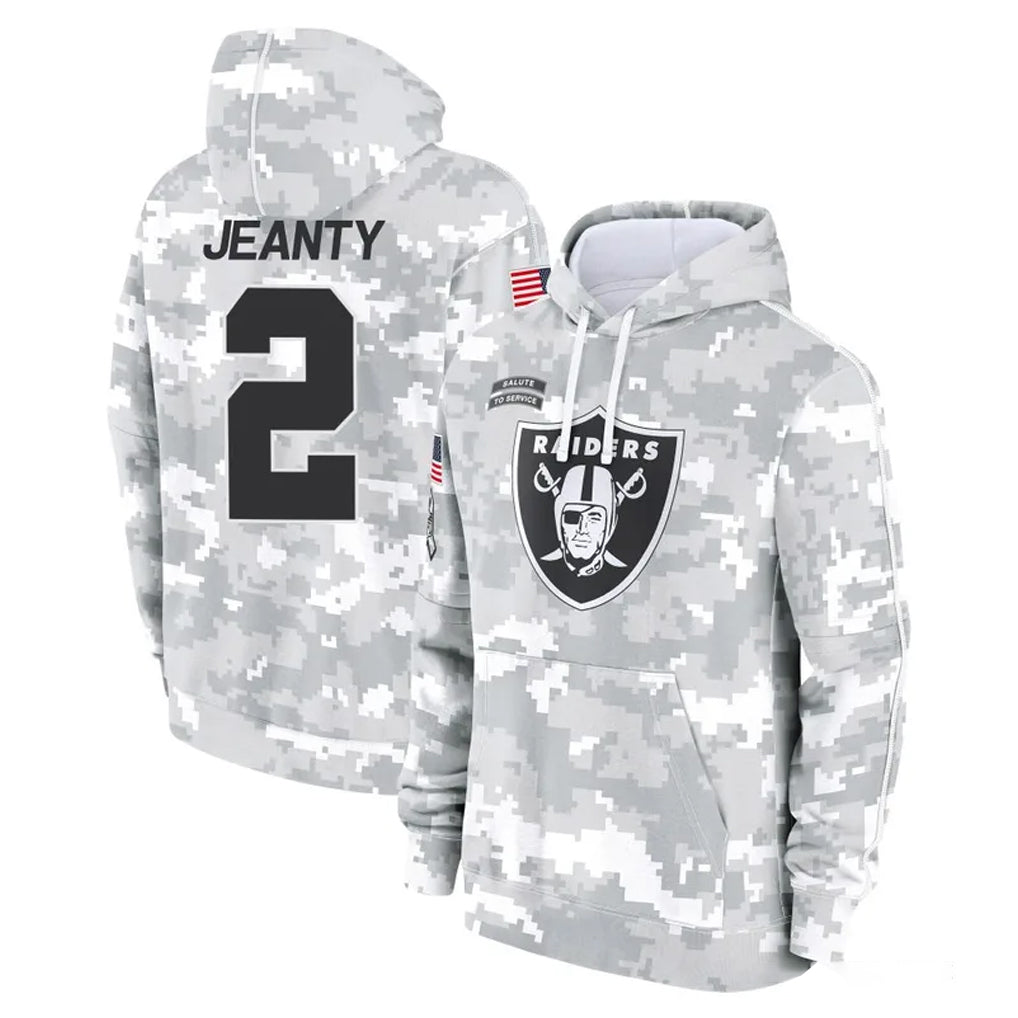 Kooe LV.Raiders #2 Ashton Jeanty Player Arctic Camo Salute to Service Hoodies Limited Game Stitched Jerseys