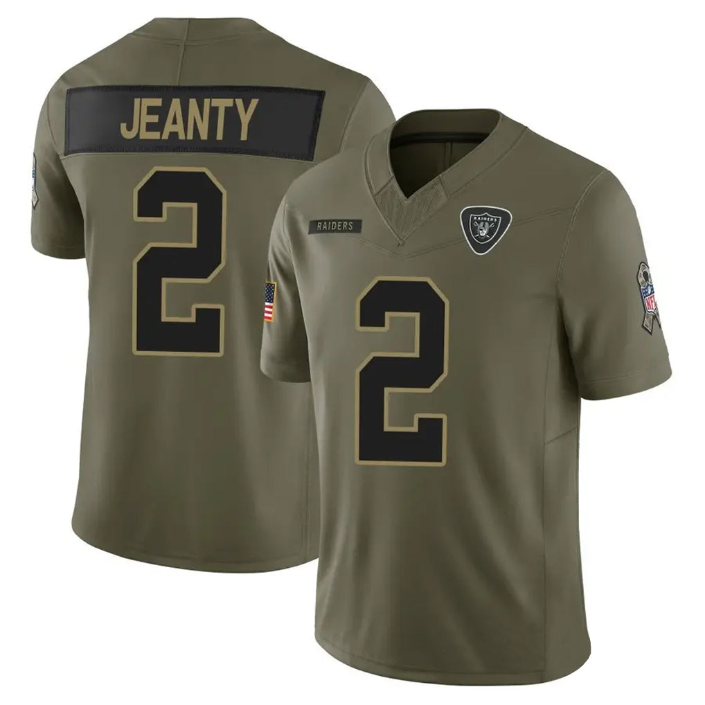 Kooe LV.Raiders #2 Ashton Jeanty Player Salute To Service Limited Olive Stitched Jerseys