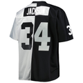 Kooe LV.Raiders #34 Bo Jackson Mitchell & Ness BlackSilver Big & Tall Split Legacy Retired Player Replica Jersey