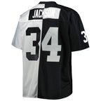 Kooe LV.Raiders #34 Bo Jackson Mitchell & Ness BlackSilver Big & Tall Split Legacy Retired Player Replica Jersey