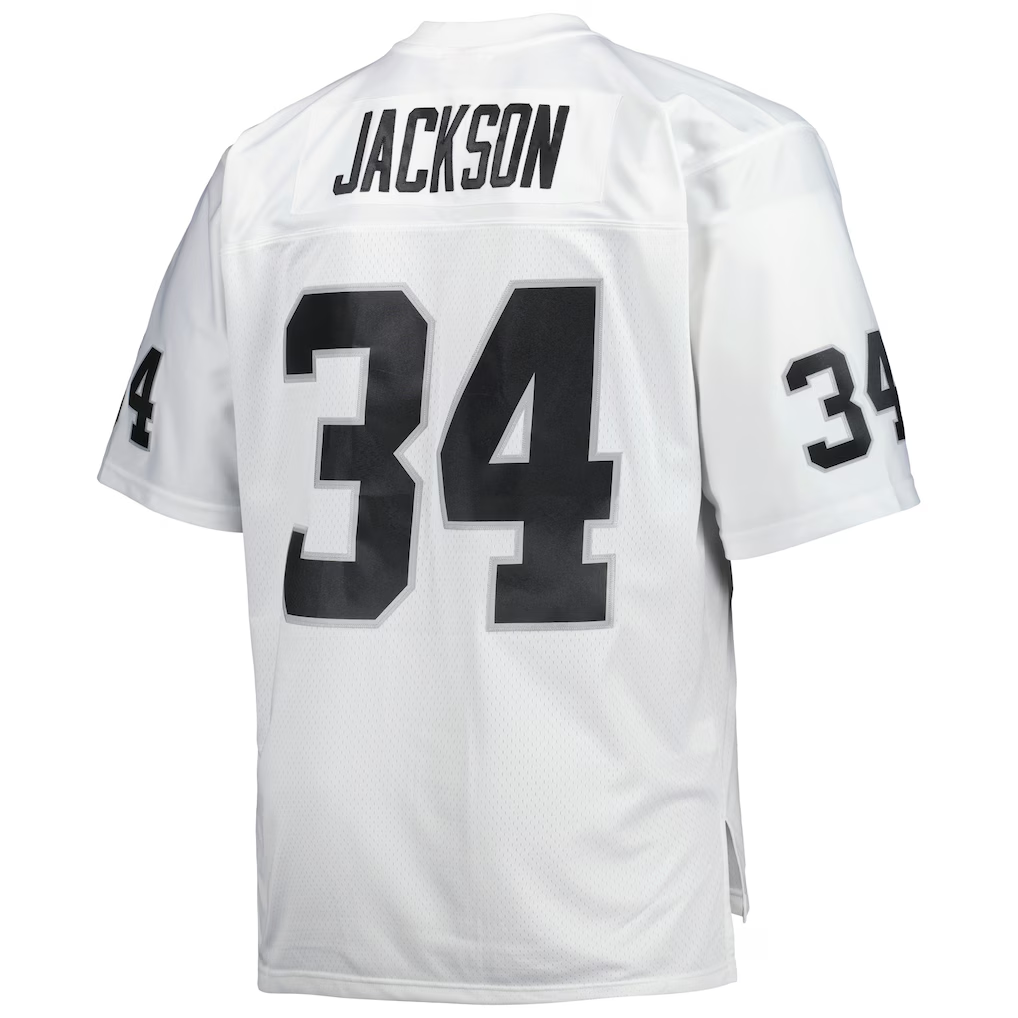 Kooe LV.Raiders #34 Bo Jackson Mitchell & Ness White Big & Tall 1988 Retired Player Replica Stitched Puhic Jersey