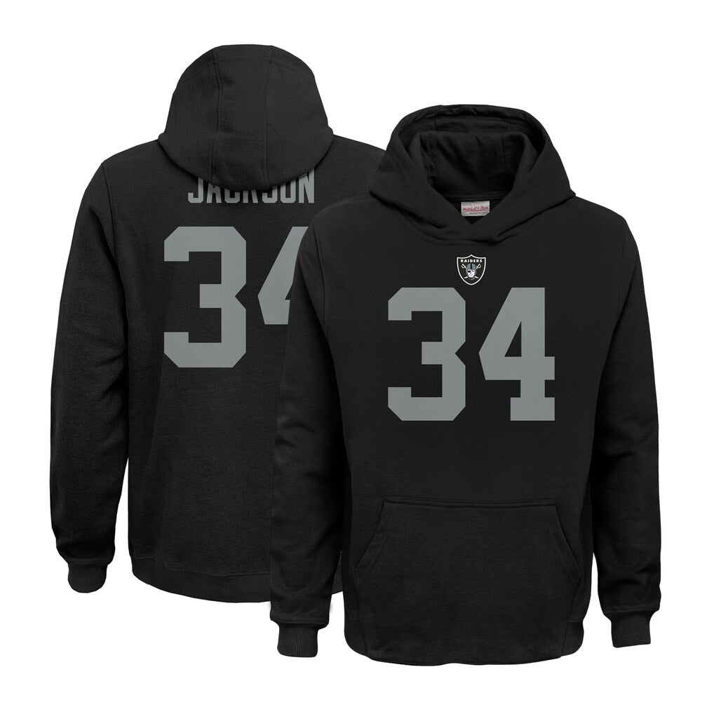 Kooe LV.Raiders #34 Bo Jackson Player Black Salute to Service Hoodies Stitched Jerseys