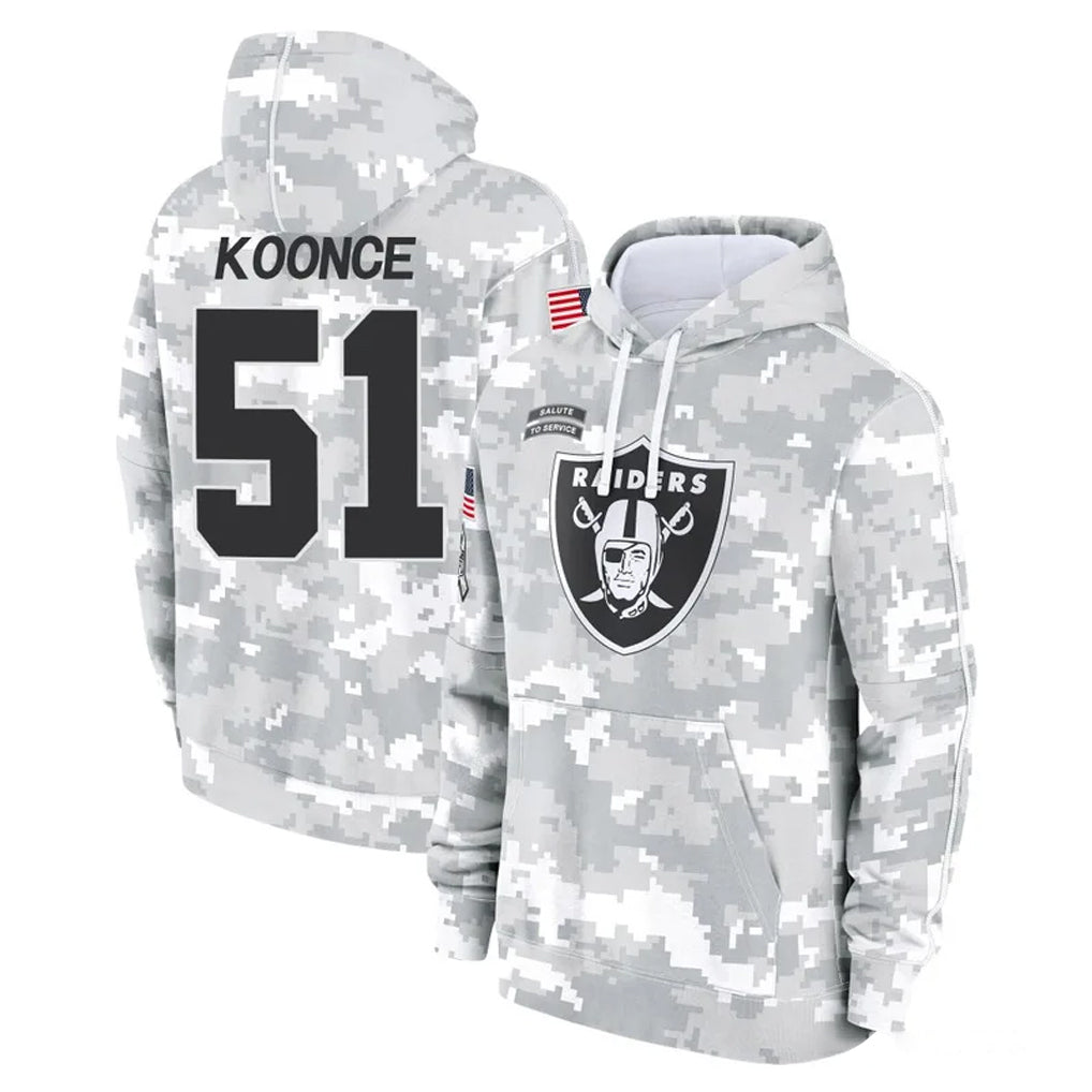 Kooe LV.Raiders #51 Malcolm Koonce Player Arctic Camo Salute to Service Hoodies Limited Game Stitched Jerseys