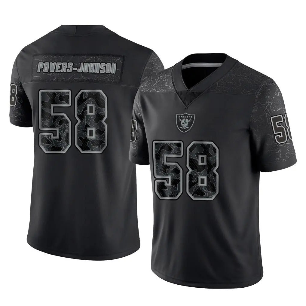 Kooe LV.Raiders #58 Jackson Powers-Johnson Player Black Reflective Limited Game Stitched Jerseys