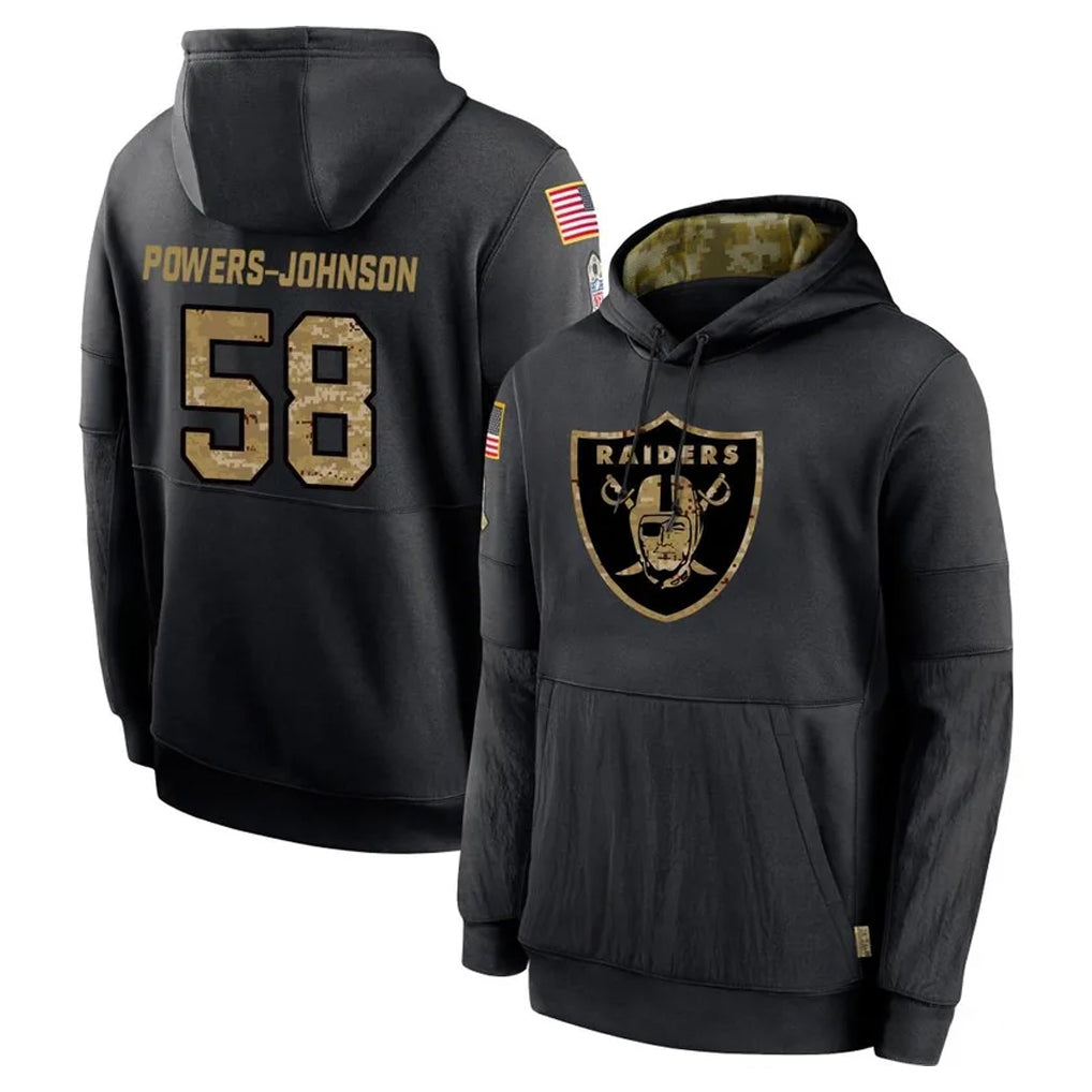 Kooe LV.Raiders #58 Jackson Powers-Johnson Player Black Salute to Service Hoodies Limited Game Stitched Jerseys