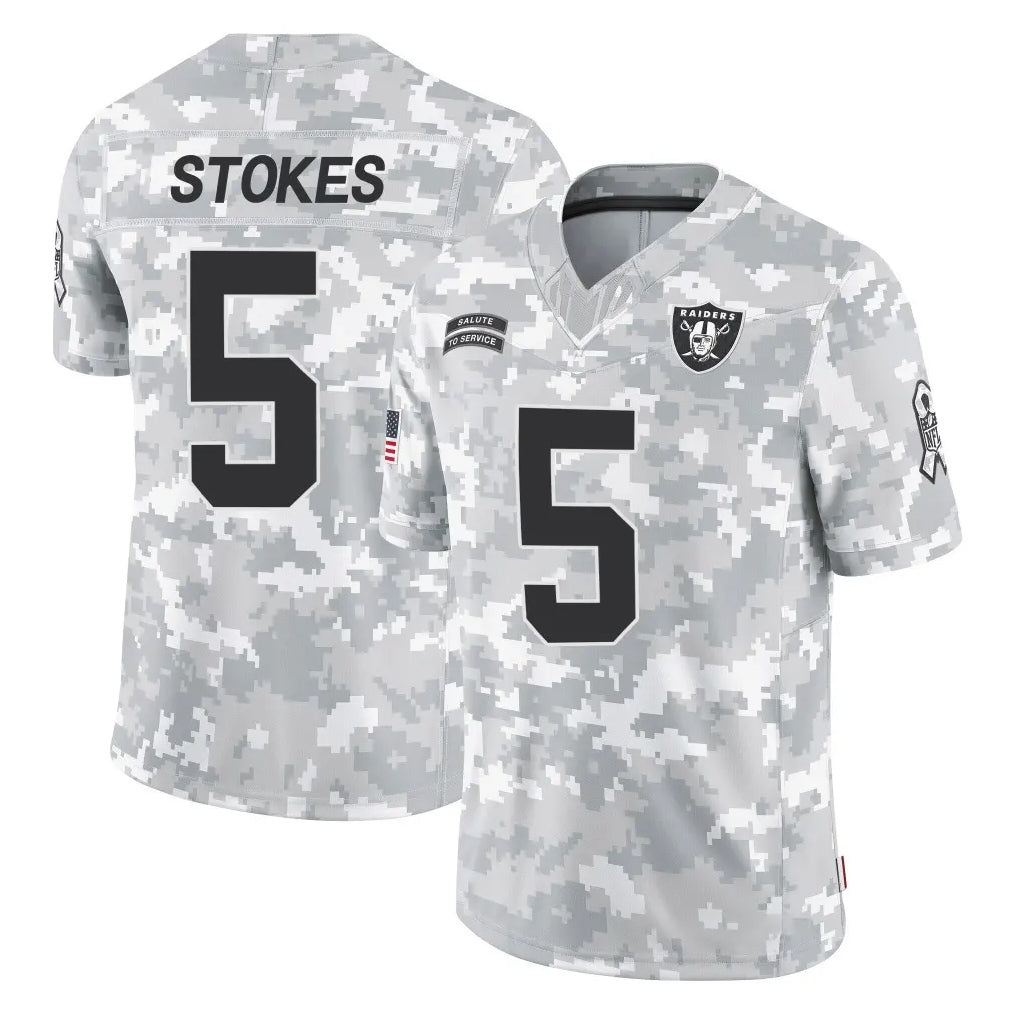Kooe LV.Raiders #5 Eric Stokes Player Arctic Camo Salute To Service Limited Game Stitched Jerseys