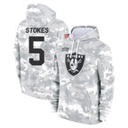 Kooe LV.Raiders #5 Eric Stokes Player Arctic Camo Salute to Service Hoodies Limited Game Stitched Jerseys