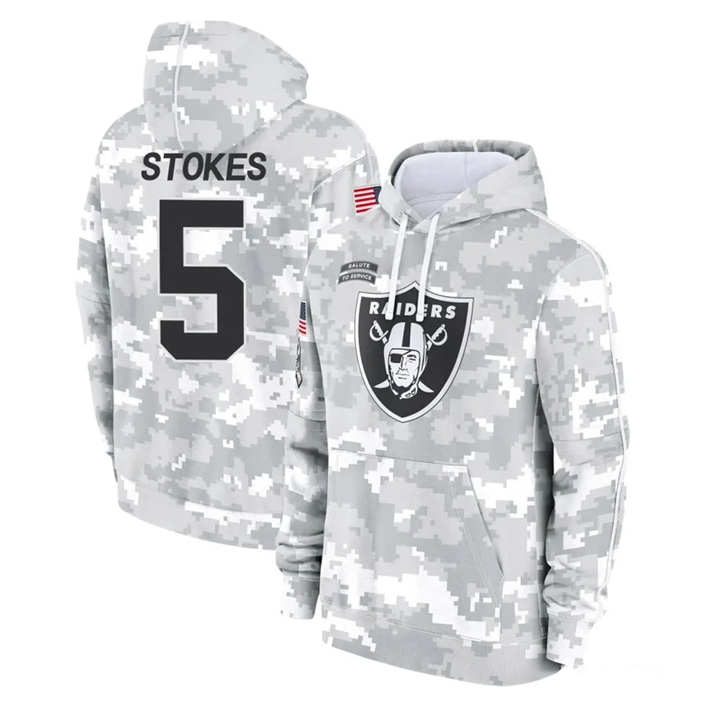 Kooe LV.Raiders #5 Eric Stokes Player Arctic Camo Salute to Service Hoodies Limited Game Stitched Jerseys