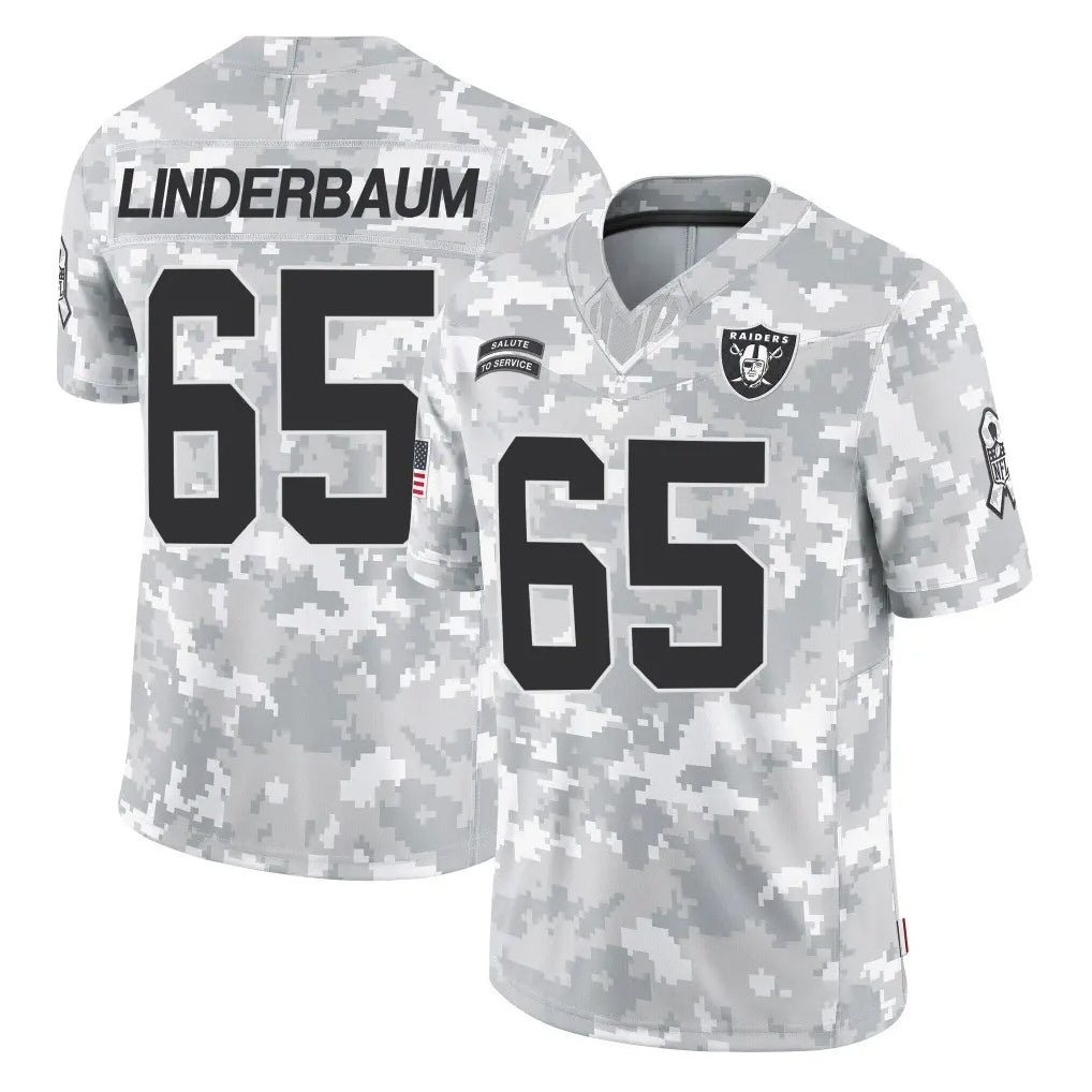 Kooe LV.Raiders #65 Tyler Linderbaum Player Arctic Camo Salute To Service Limited Game Stitched Jerseys