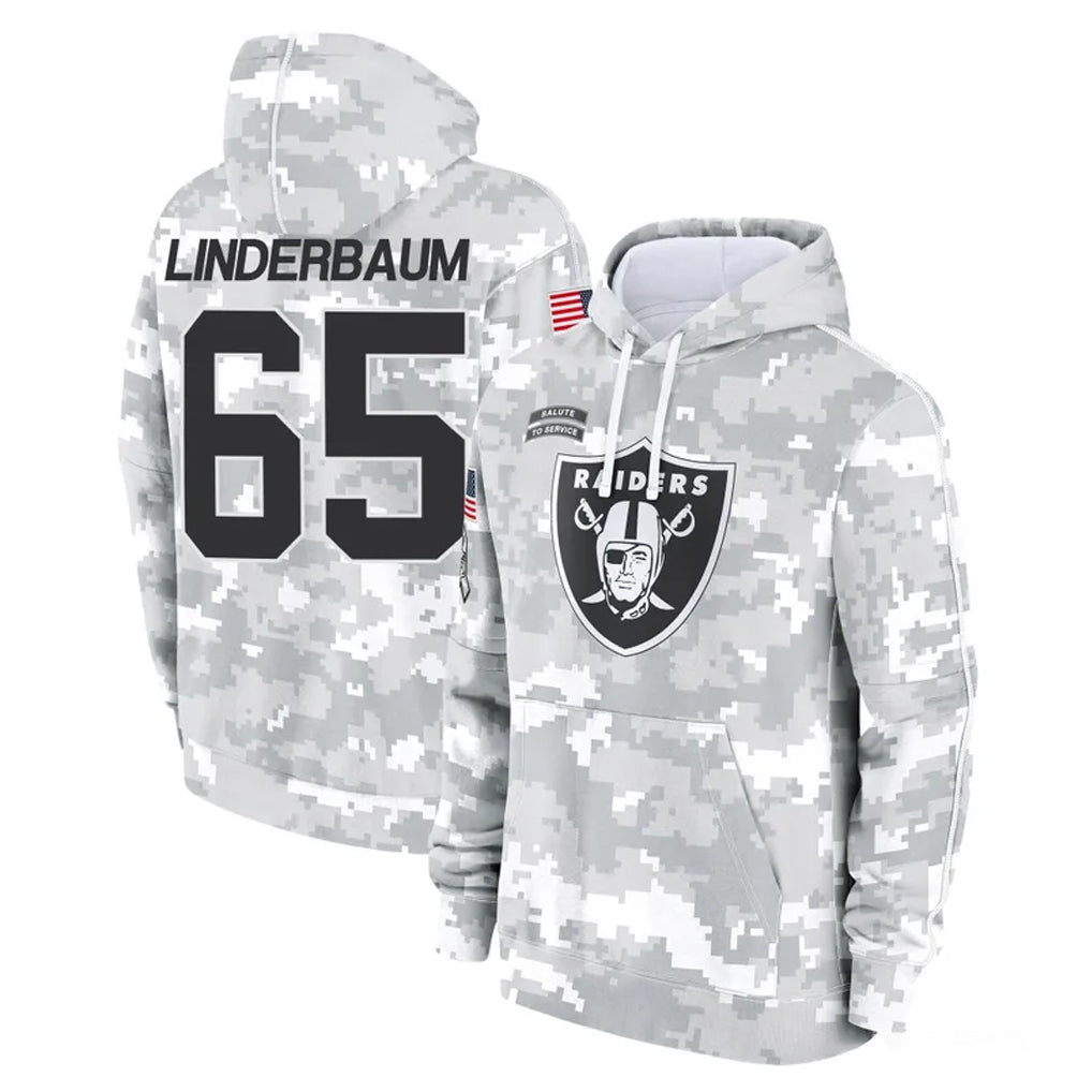 Kooe LV.Raiders #65 Tyler Linderbaum Player Arctic Camo Salute to Service Hoodies Limited Game Stitched Jerseys