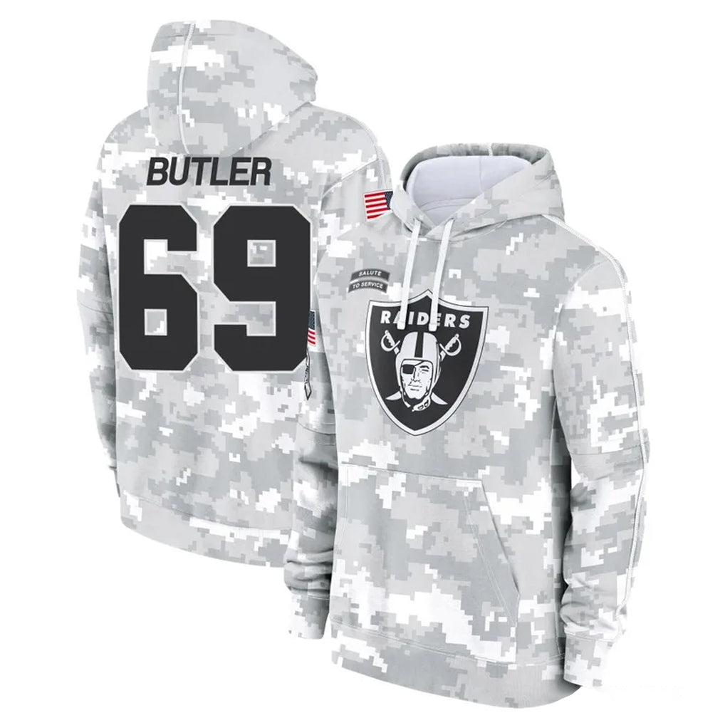Kooe LV.Raiders #69 Adam Butler Player Arctic Camo Salute to Service Hoodies Limited Game Stitched Jerseys