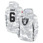 Kooe LV.Raiders #6 A.J. Cole Player Arctic Camo Salute to Service Hoodies Limited Game Stitched Jerseys