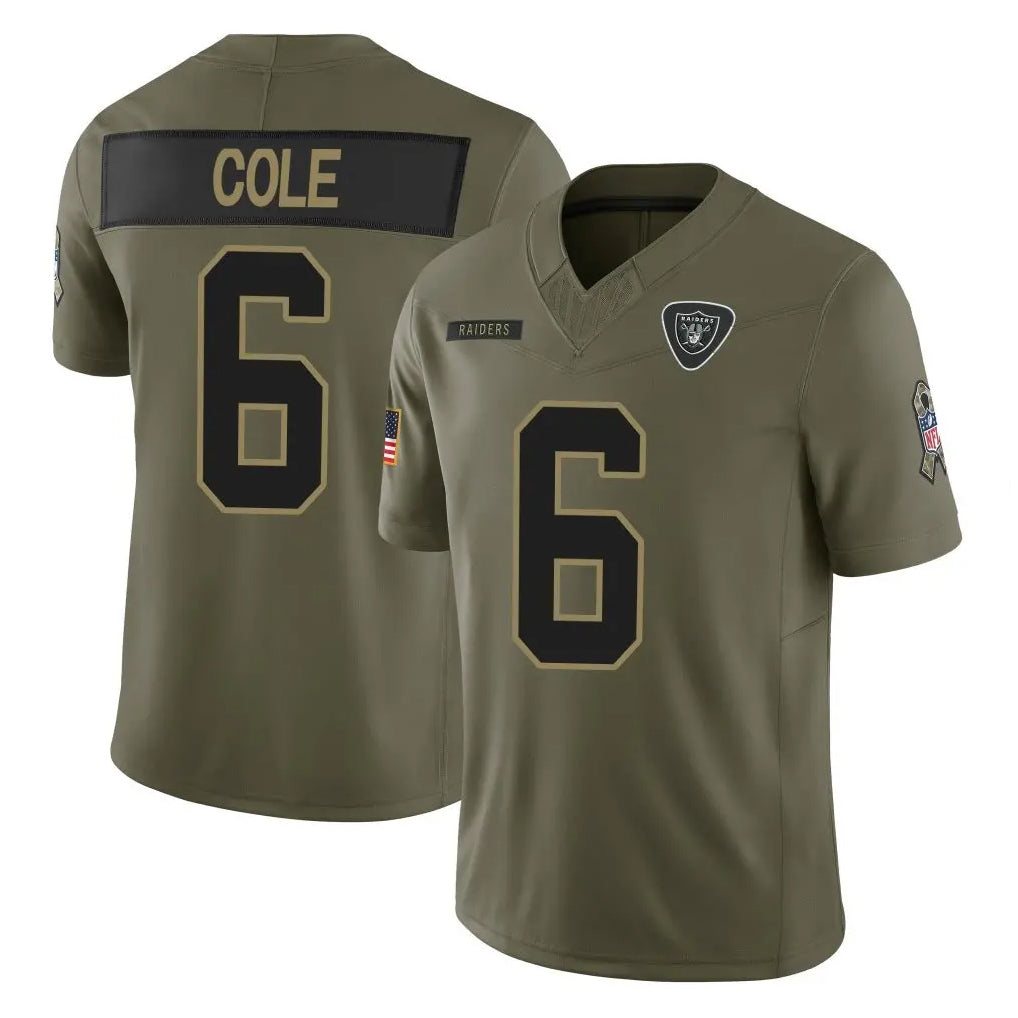 Kooe LV.Raiders #6 A.J. Cole Player Olive 2025 Salute To Service Limited Game Stitched Jerseys