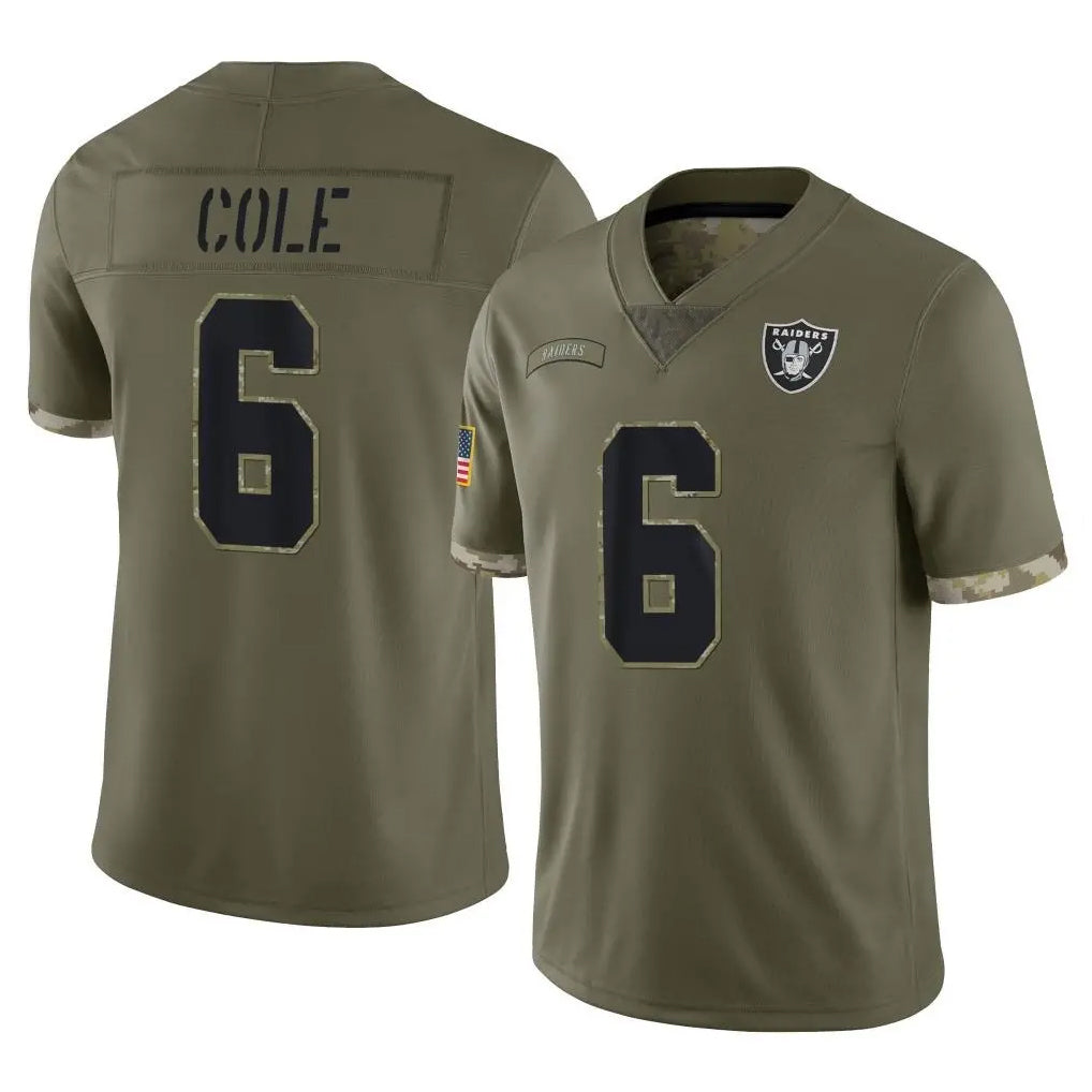 Kooe LV.Raiders #6 A.J. Cole Player Olive Salute To Service Limited Stitched Jerseys
