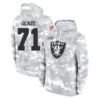 Kooe LV.Raiders #71 DJ Glaze Player Arctic Camo Salute to Service Hoodies Limited Game Stitched Jerseys