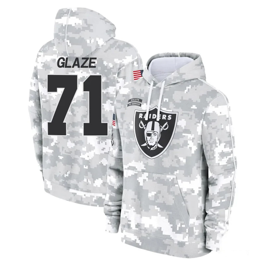 Kooe LV.Raiders #71 DJ Glaze Player Arctic Camo Salute to Service Hoodies Limited Game Stitched Jerseys