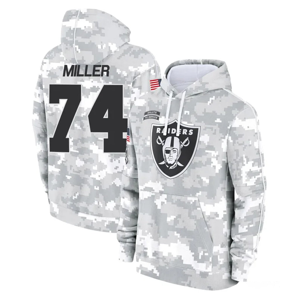 Kooe LV.Raiders #74 Kolton Miller Player Arctic Camo Salute to Service Hoodies Limited Game Stitched Jerseys