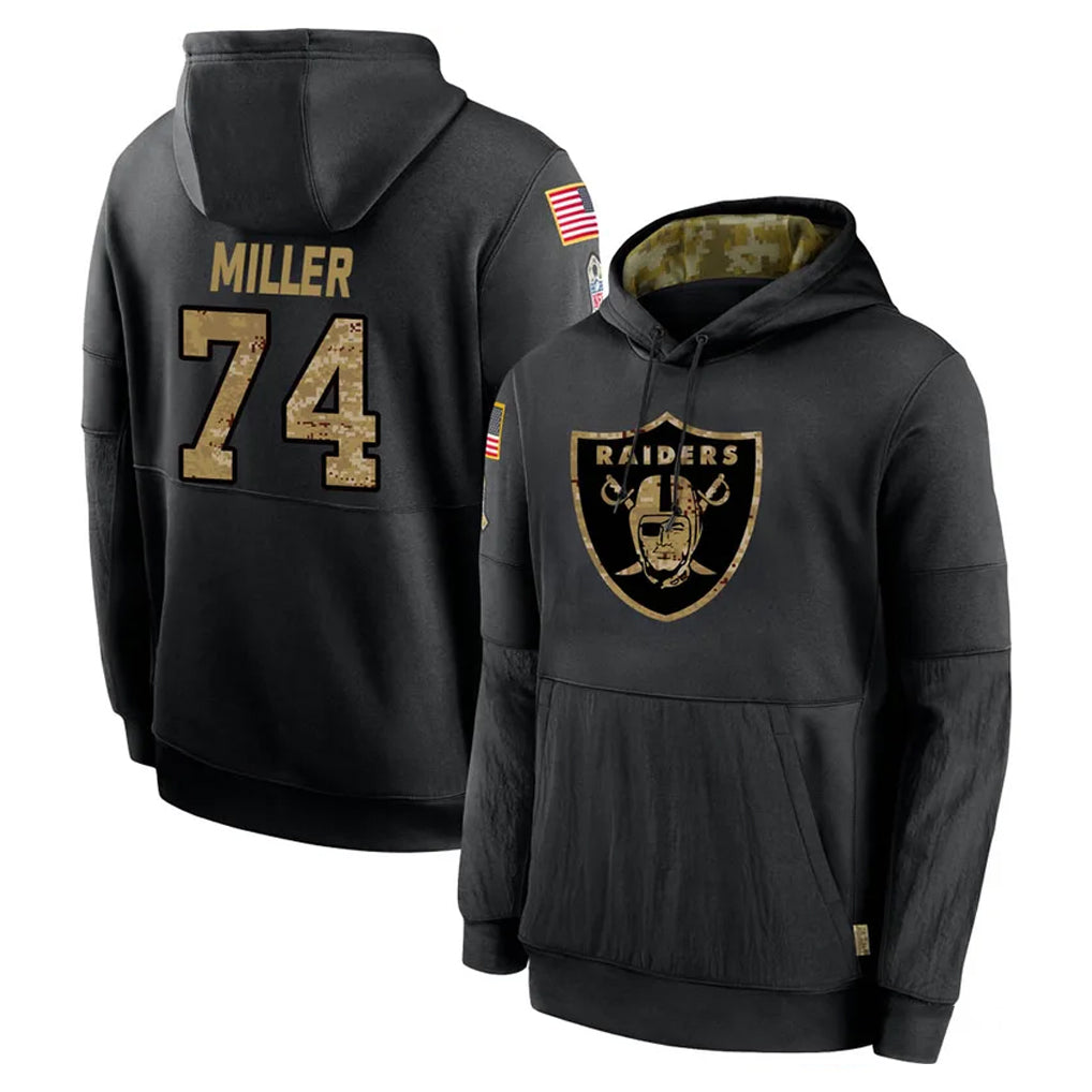 Kooe LV.Raiders #74 Kolton Miller Player Black Salute to Service Hoodies Limited Game Stitched Jerseys