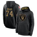 Kooe LV.Raiders #74 Kolton Miller Player Black Salute to Service Hoodies Limited Game Stitched Jerseys