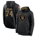 Kooe LV.Raiders #74 Kolton Miller Player Black Salute to Service Hoodies Limited Game Stitched Jerseys