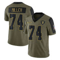 Kooe LV.Raiders #74 Kolton Miller Player Olive Salute To Service Limited Game Stitched Jerseys