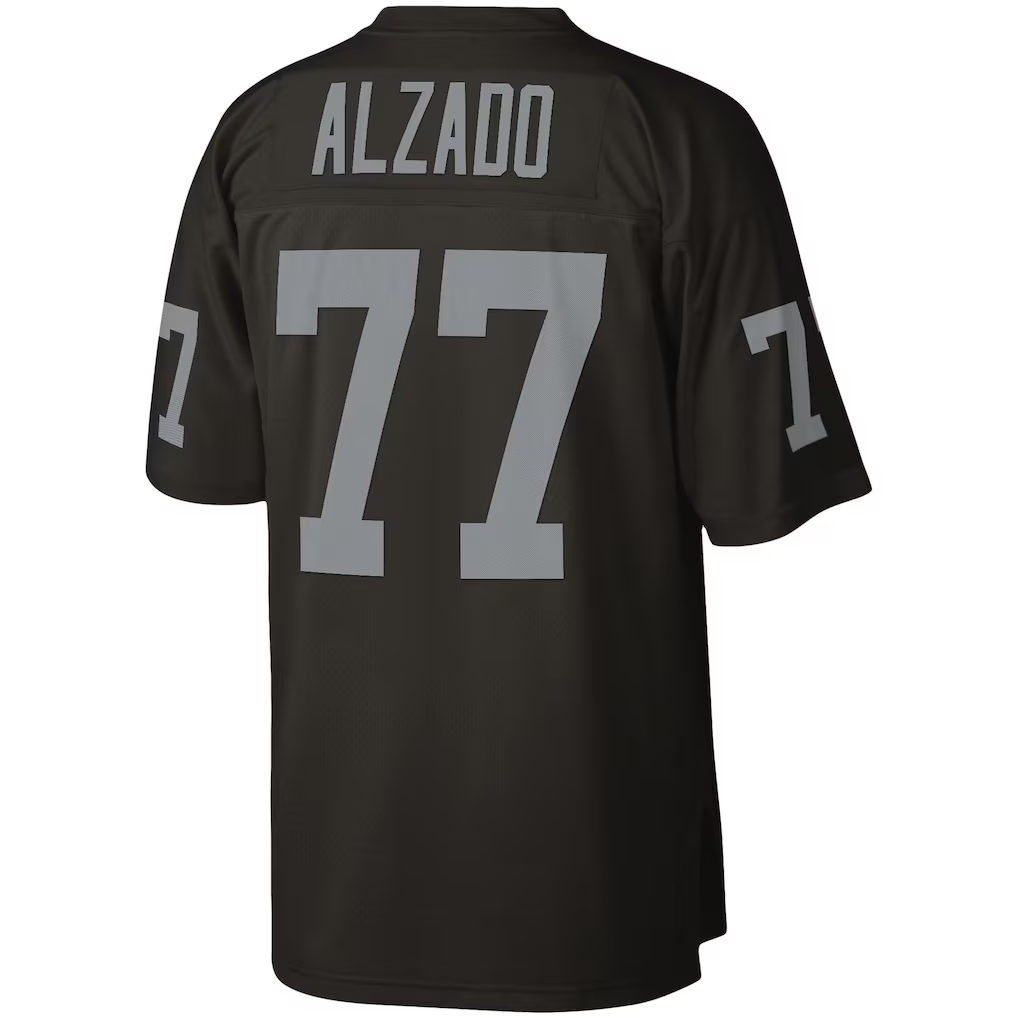 Kooe LV.Raiders #77 Lyle Alzado Mitchell & Ness Black Legacy Replica Stitched Puhic  Jersey