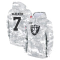 Kooe LV.Raiders #7 Quay Walker Player Arctic Camo Salute to Service Hoodies Limited Game Stitched Jerseys