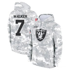 Kooe LV.Raiders #7 Quay Walker Player Arctic Camo Salute to Service Hoodies Limited Game Stitched Jerseys