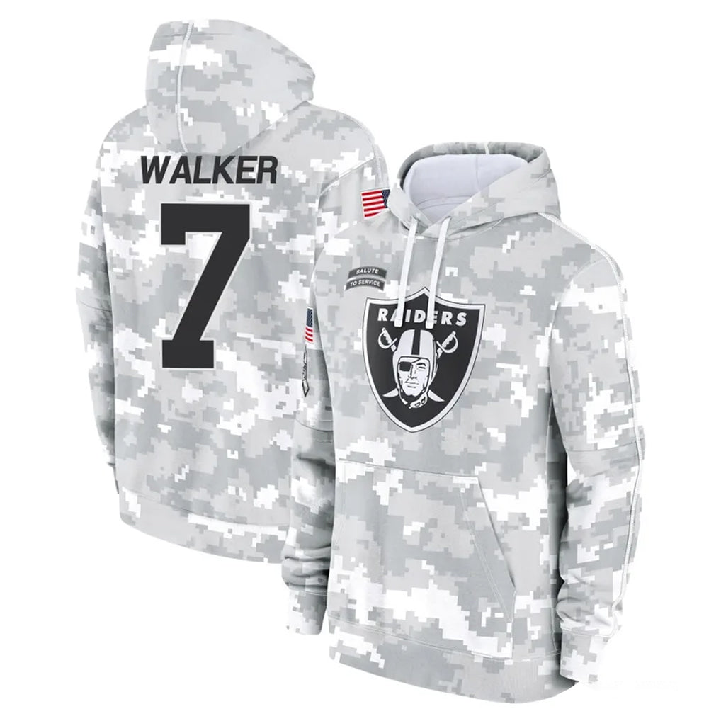 Kooe LV.Raiders #7 Quay Walker Player Arctic Camo Salute to Service Hoodies Limited Game Stitched Jerseys