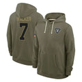 Kooe LV.Raiders #7 Quay Walker Player Olive Salute to Service Pullover Hoodies Limited Stitched Jerseys