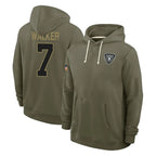 Kooe LV.Raiders #7 Quay Walker Player Olive Salute to Service Pullover Hoodies Limited Stitched Jerseys