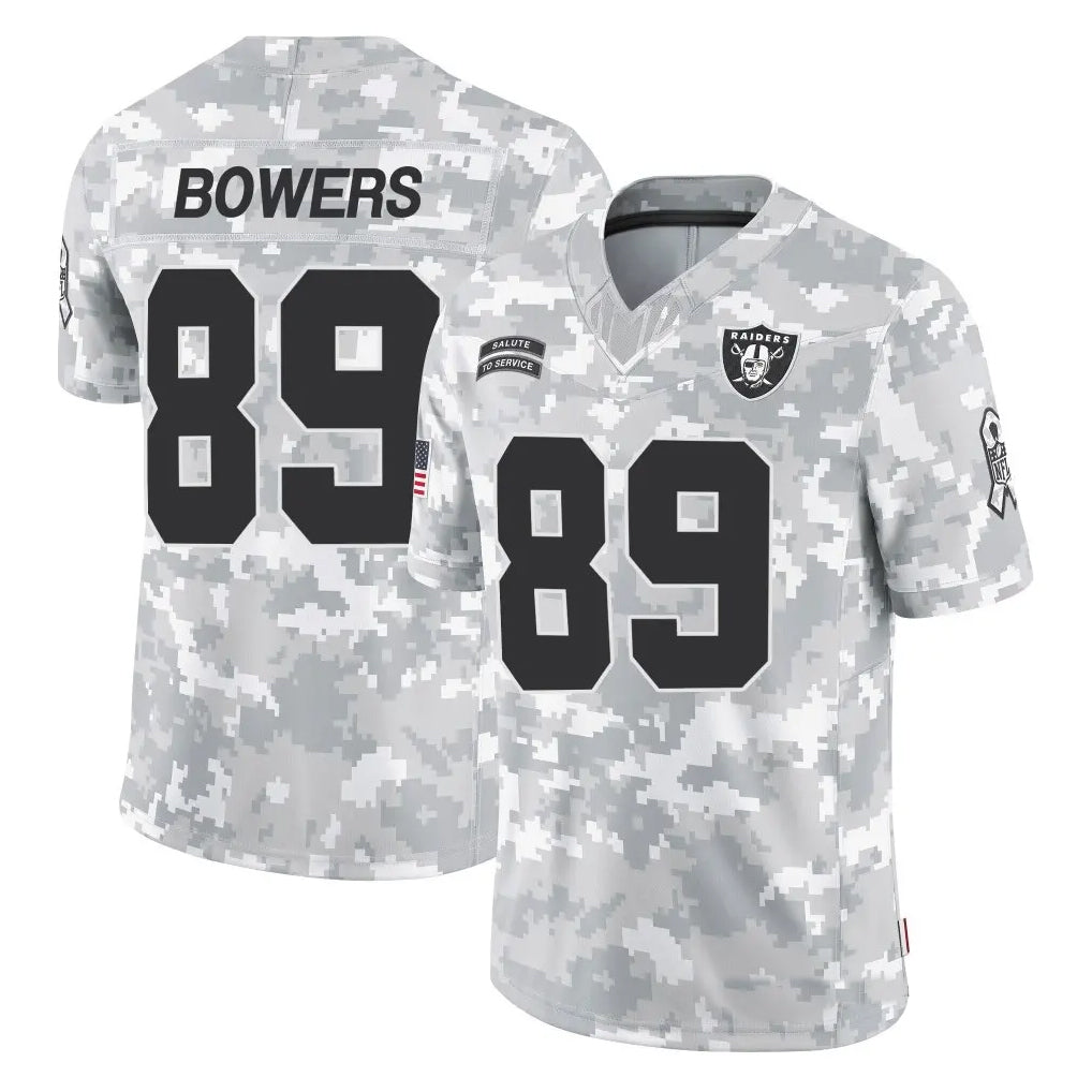 Kooe LV.Raiders #89 Brock Bowers Player Arctic Camo Salute to Service Limited  Stitched Jerseys